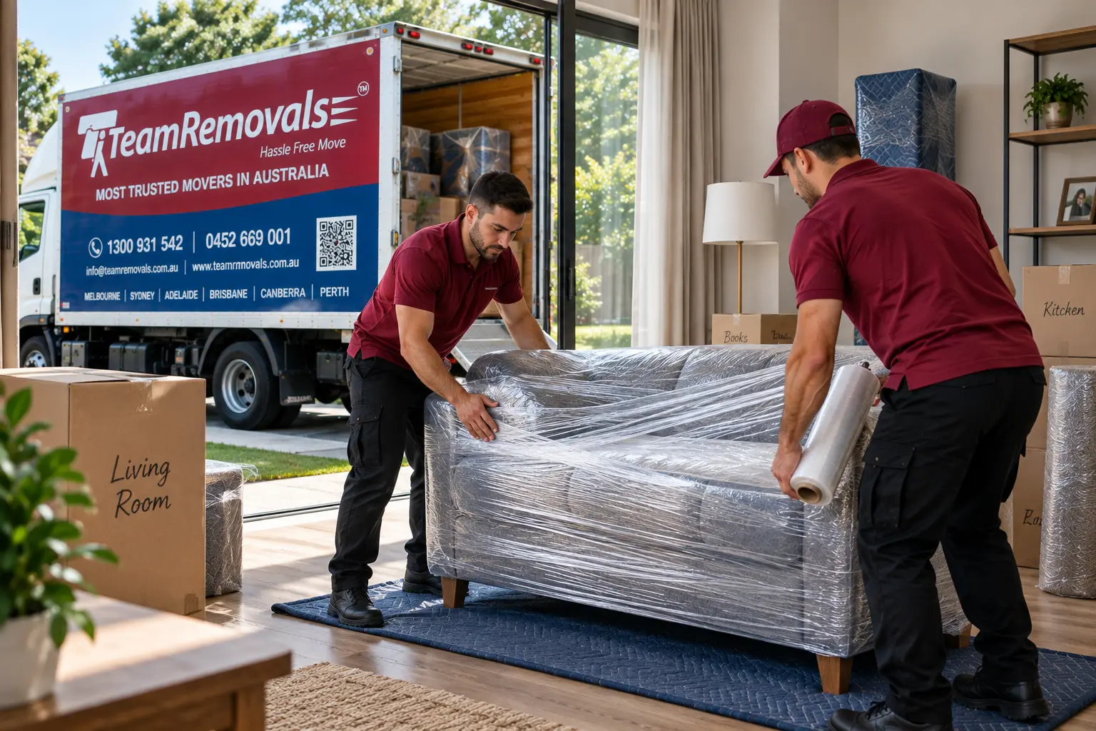 Expert furniture removalists carefully moving household items